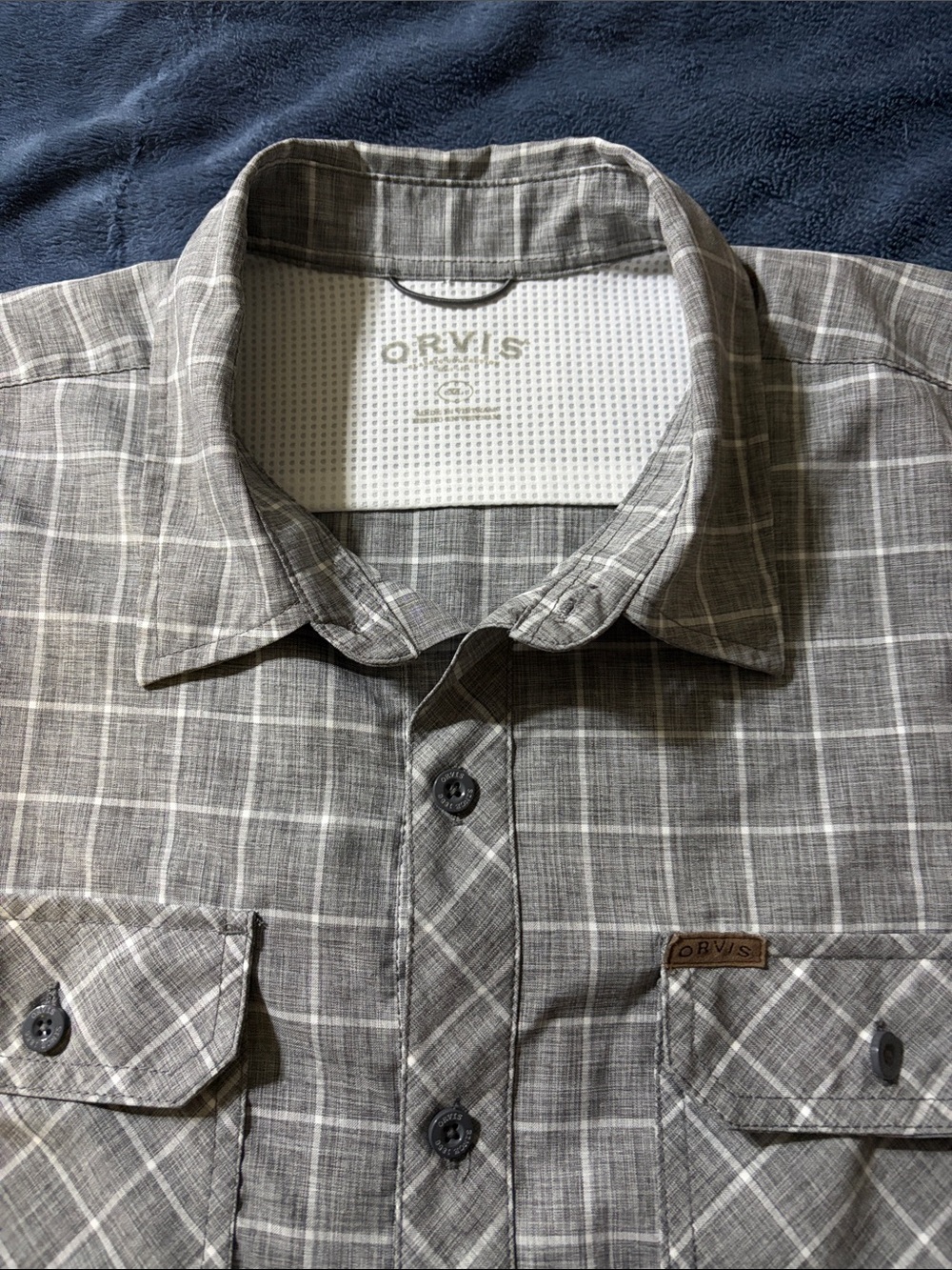 Orvis Men's Gray Plaid Button-Down Workshirt